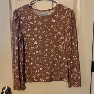 Wonder Nation Brown Floral Long Sleeve Tee